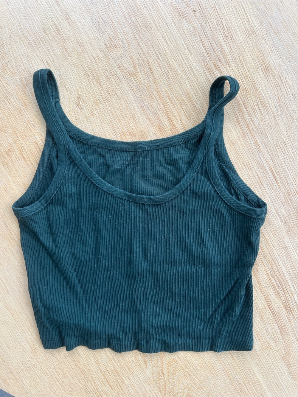 BRANDY MELVILLE Women’s Dark Green Ribbed Cropped Tank Top